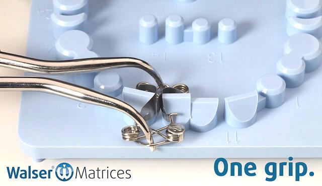 The tooth matrix xf-shape is tensioned and removed from the tray